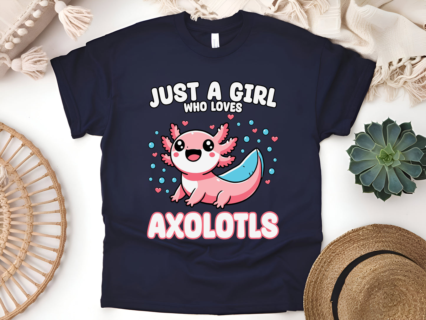 Axolotl Kawaii Just A Girl Who Loves Axolotls Cute Amphibian Lover T-Shirt