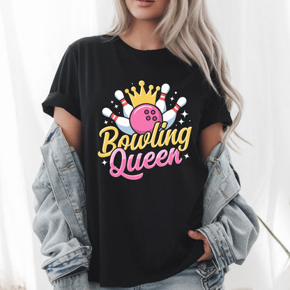 Bowling Queen T-Shirt Funny Retro Bowler Shirt for Women League Night Gift for Bowling Lovers