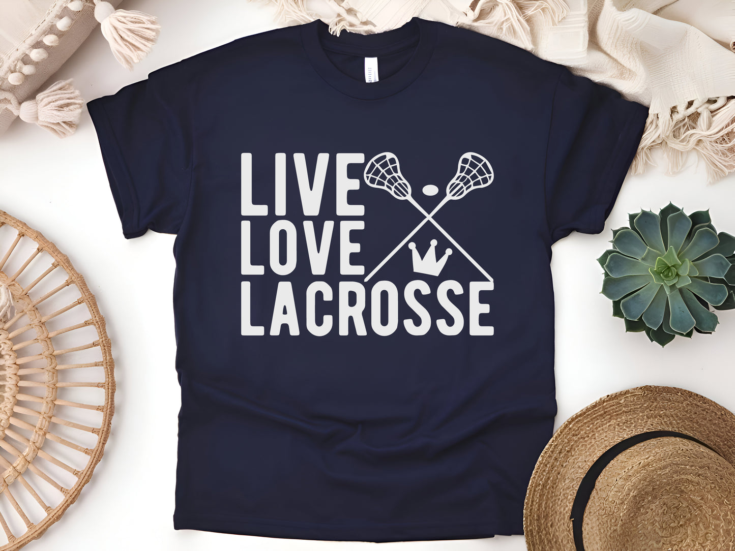 Live Love Lacrosse T-Shirt – Cute Lax Player Tee, Women’s & Girls Lacrosse Gift, Sports Lover Shirt, Unisex Athletic Apparel