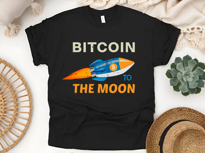 Bitcoin to the Moon T-Shirt - Crypto Investor Tee - Cryptocurrency HODL Gift - Blockchain Unisex Tee