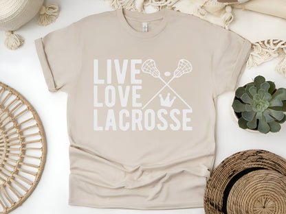 Live Love Lacrosse T-Shirt – Cute Lax Player Tee, Women’s & Girls Lacrosse Gift, Sports Lover Shirt, Unisex Athletic Apparel