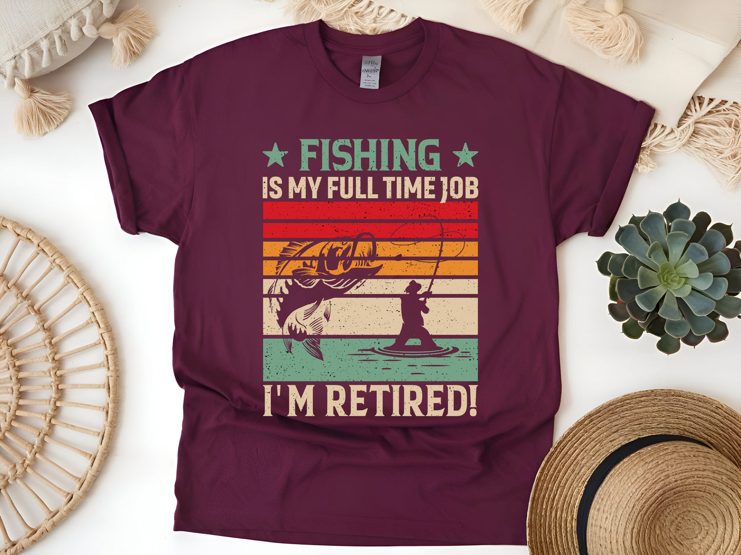 Fishing Is My Full-Time Job T-Shirt - Retirement Gift for Fishermen, Outdoor Hobby Shirt