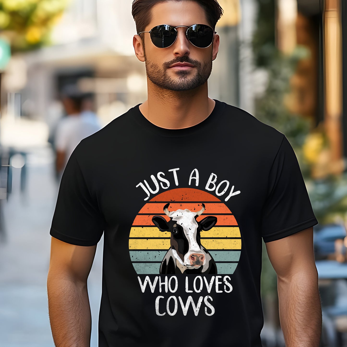 Just a Boy Who Loves Cows T-Shirt, Cute Farm Animal Lover Shirt