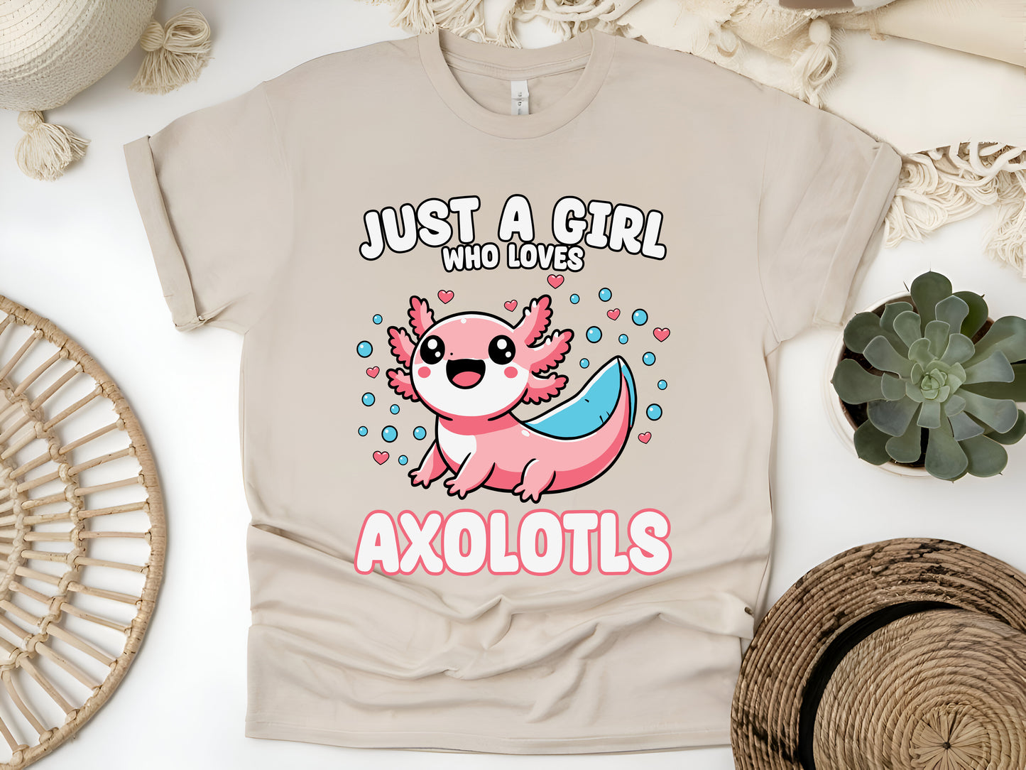 Axolotl Kawaii Just A Girl Who Loves Axolotls Cute Amphibian Lover T-Shirt