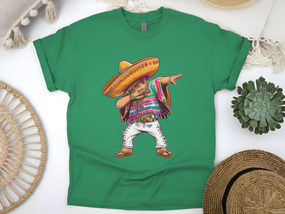 Mexican Boy Dabbing Poncho T-Shirt, Cinco de Mayo Graphic Tee, Funny Fiesta Shirt, Mexican Heritage Shirt