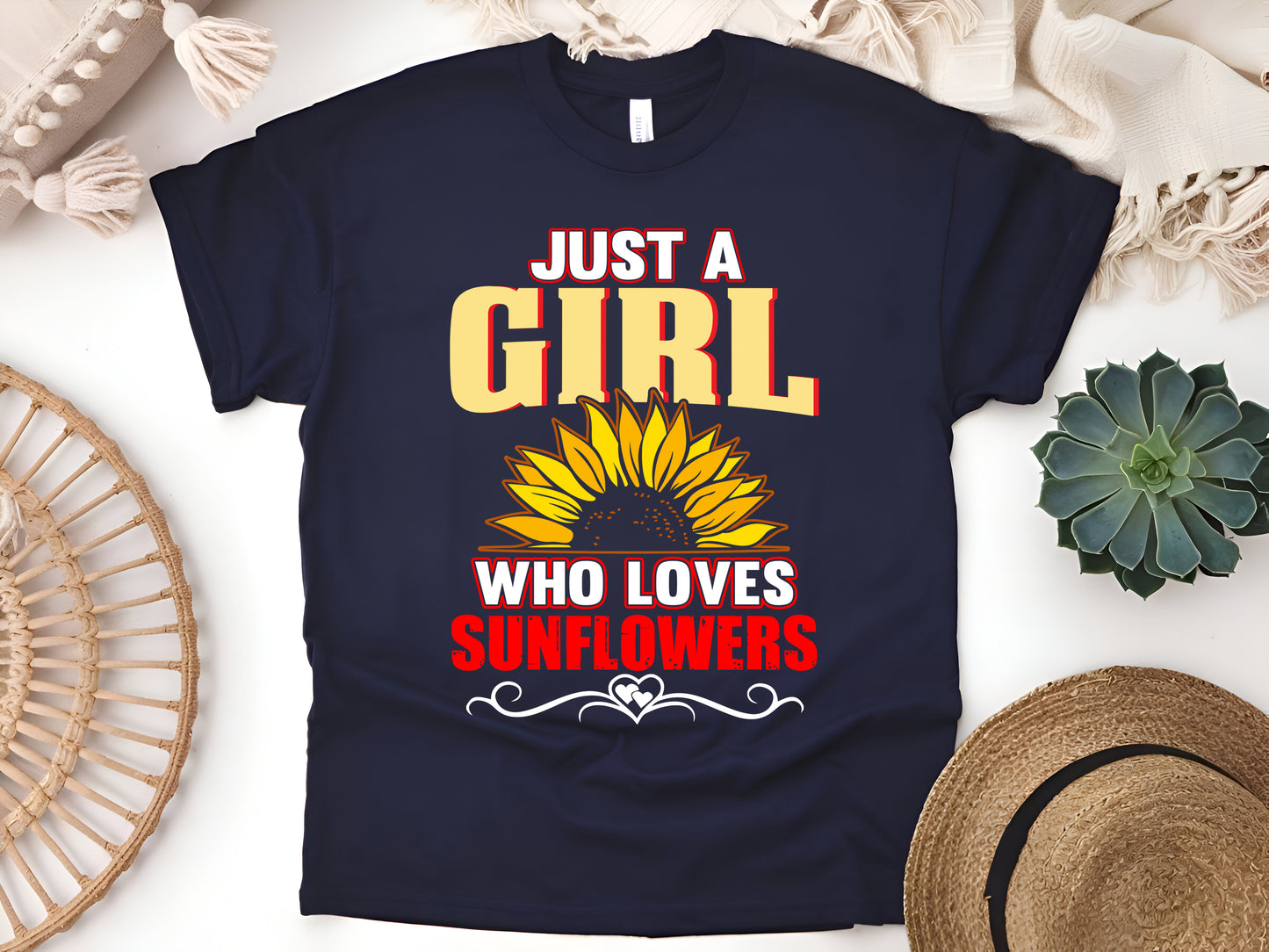 Just a Girl Who Loves Sunflowers T-Shirt – Cute Floral Lover Tee – Perfect Gift for Nature & Flower Fans