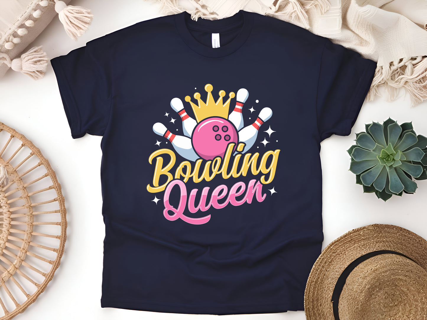 Bowling Queen T-Shirt Funny Retro Bowler Shirt for Women League Night Gift for Bowling Lovers