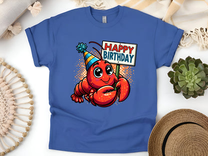 Cute Lobster Birthday T-Shirt – Funny Cartoon Lobster Party Tee – Happy Birthday Gift for Seafood Lovers