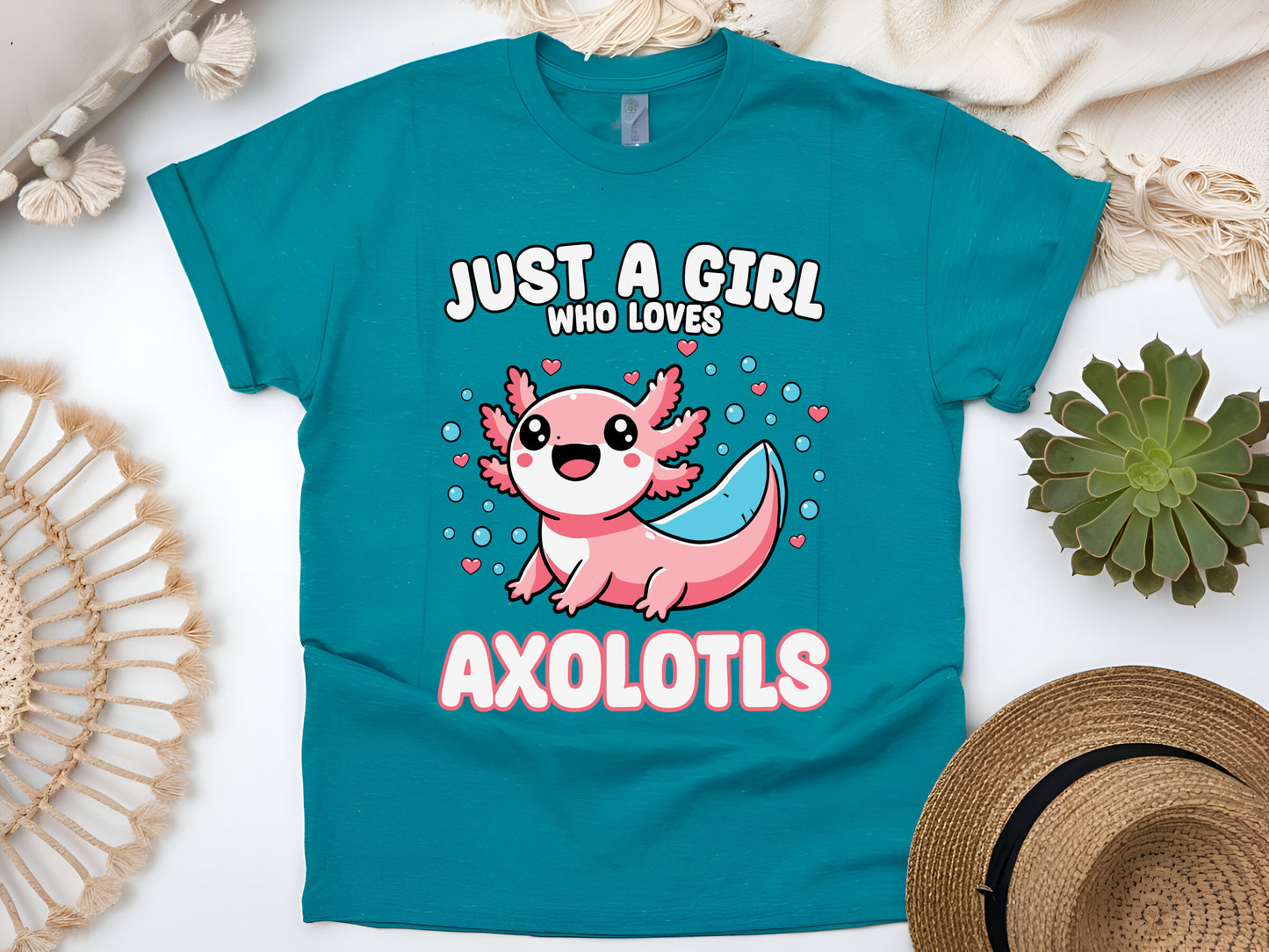 Axolotl Kawaii Just A Girl Who Loves Axolotls Cute Amphibian Lover T-Shirt