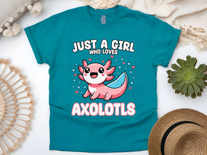 Axolotl Kawaii Just A Girl Who Loves Axolotls Cute Amphibian Lover T-Shirt