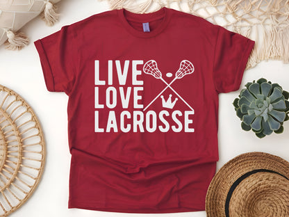 Live Love Lacrosse T-Shirt – Cute Lax Player Tee, Women’s & Girls Lacrosse Gift, Sports Lover Shirt, Unisex Athletic Apparel