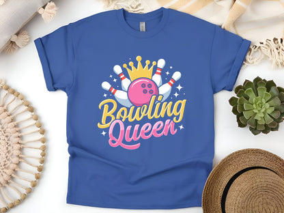 Bowling Queen T-Shirt Funny Retro Bowler Shirt for Women League Night Gift for Bowling Lovers