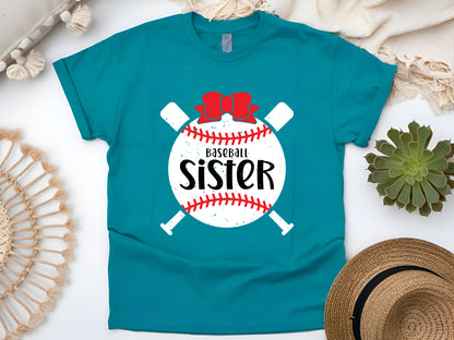 Baseball Sister Red Bow – Cute Softball & Baseball Game Day T-Shirt