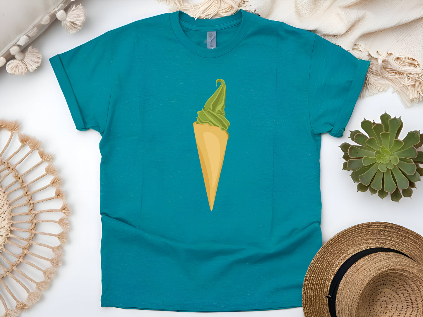 Matcha Ice Cream T-Shirt – Cute Matcha Lover Tee, Aesthetic Green Tea Shirt, Japanese Dessert Tee, Unisex Matcha Gift for Foodies