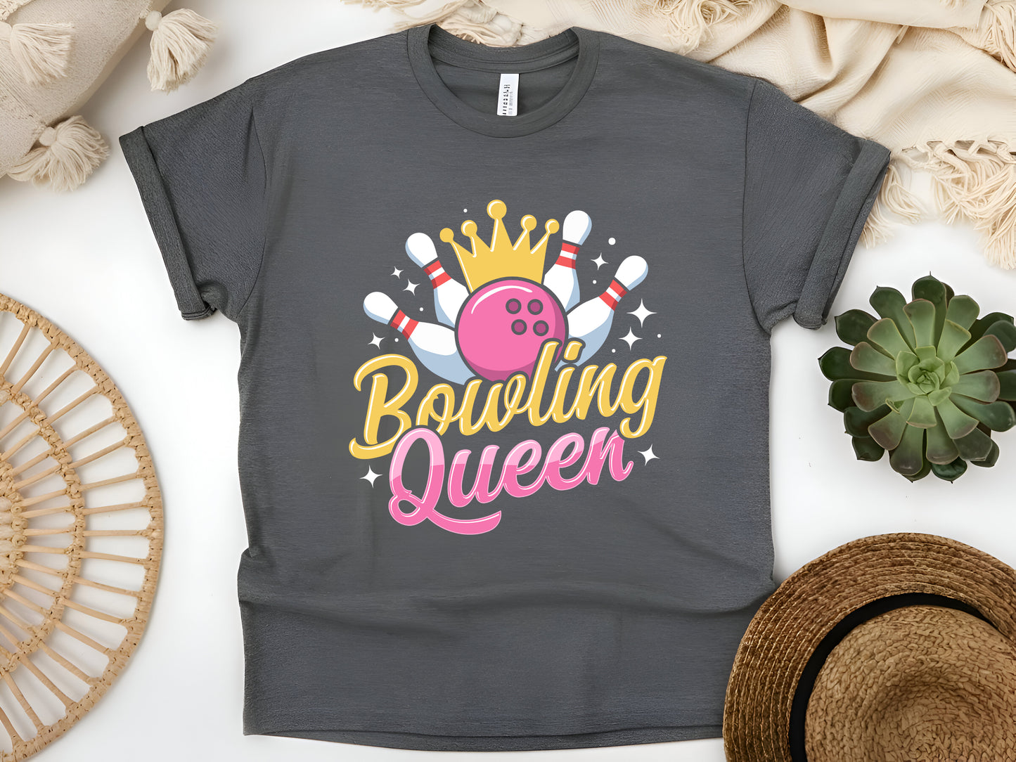 Bowling Queen T-Shirt Funny Retro Bowler Shirt for Women League Night Gift for Bowling Lovers