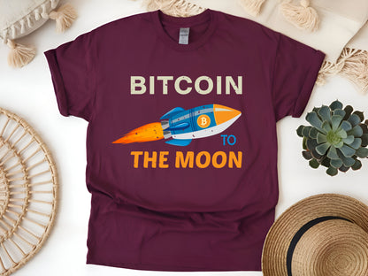 Bitcoin to the Moon T-Shirt - Crypto Investor Tee - Cryptocurrency HODL Gift - Blockchain Unisex Tee