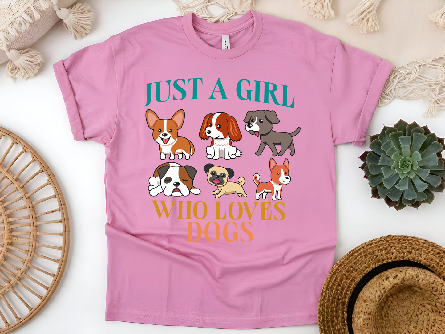 Just A Girl Who Loves Dogs Cute Puppy Lover T-Shirt