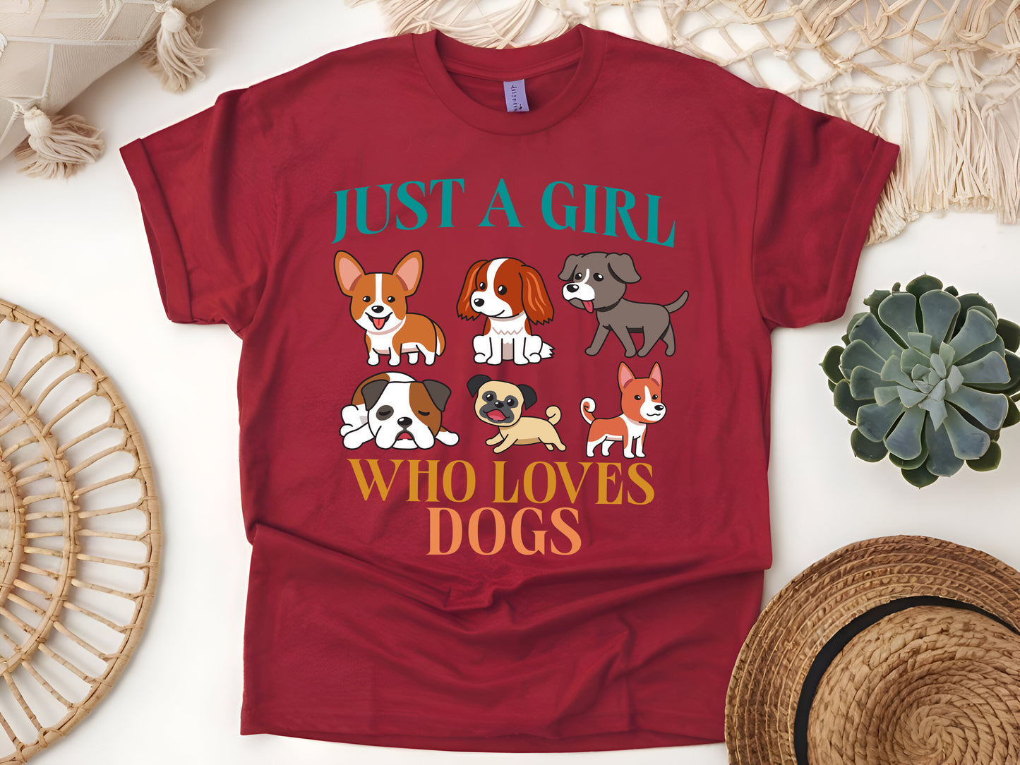 Just A Girl Who Loves Dogs Cute Puppy Lover T-Shirt