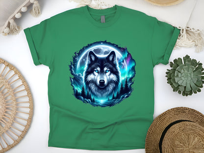 Grey Wolf Hunting Ground T-Shirt – Icy Moon & Forest Galaxy Wolf Tee – Majestic Wildlife Shirt for Nature & Animal Lovers