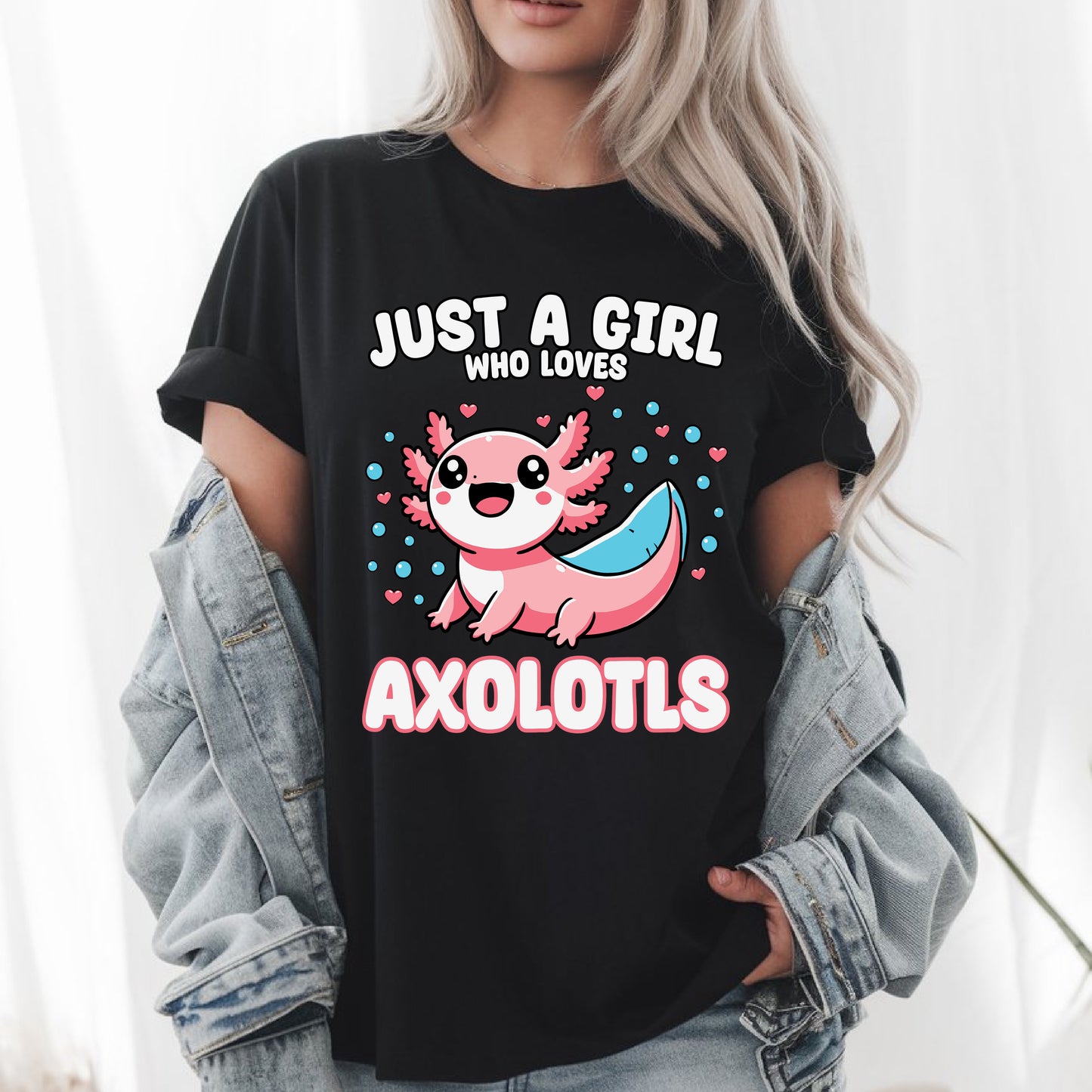 Axolotl Kawaii Just A Girl Who Loves Axolotls Cute Amphibian Lover T-Shirt