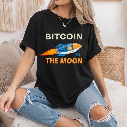 Bitcoin to the Moon T-Shirt - Crypto Investor Tee - Cryptocurrency HODL Gift - Blockchain Unisex Tee