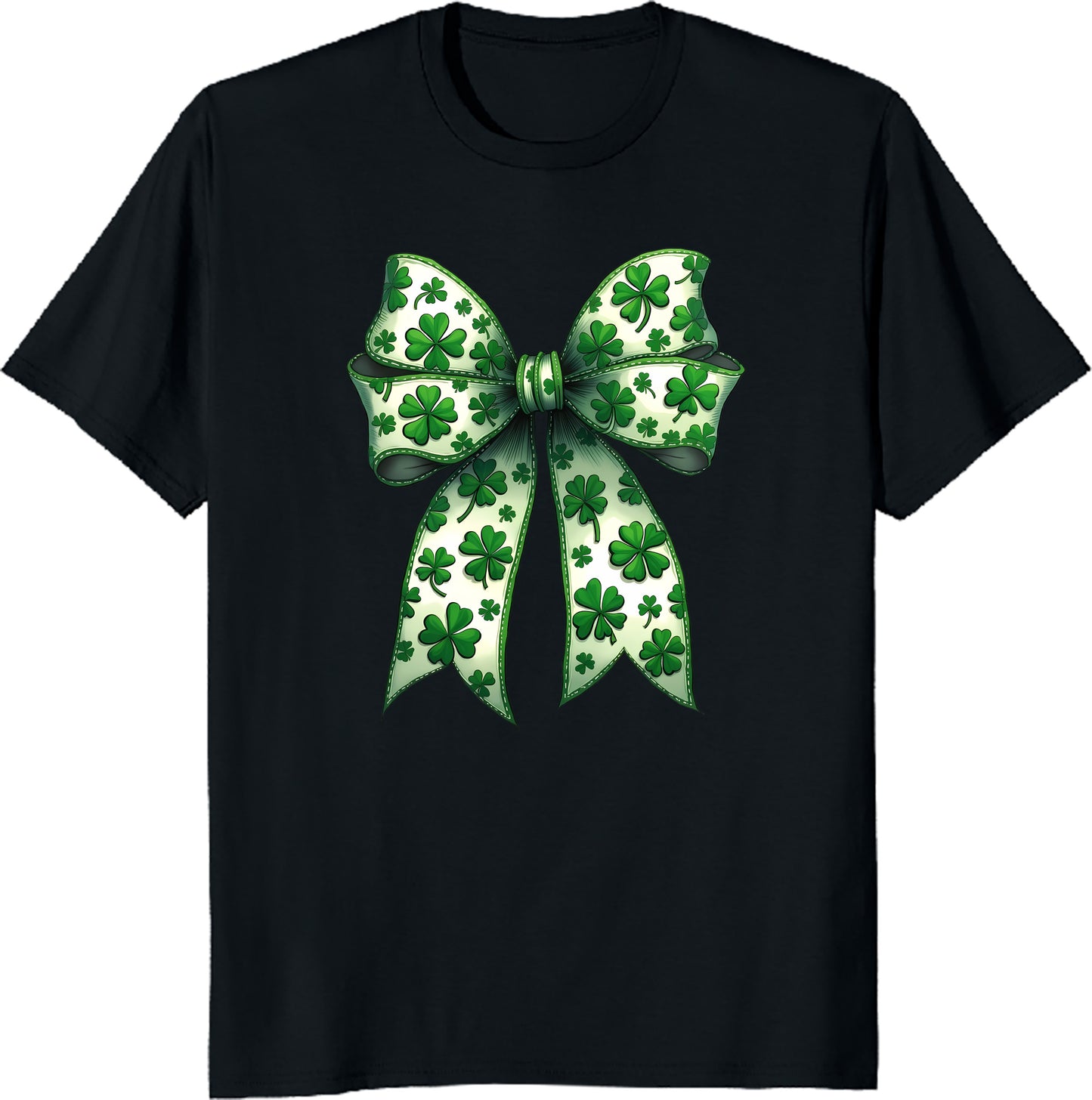 Retro Coquette Bow St. Patrick’s Day Unisex Tee – Lucky Clover Vintage Shirt