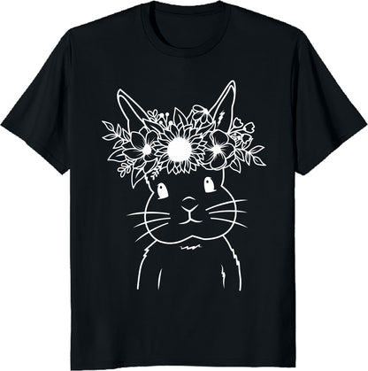 Bunny Floral Graphic T-Shirt - Cute Easter & Spring Design Tee