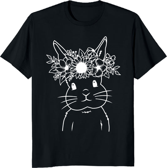 Bunny Floral Graphic T-Shirt - Cute Easter & Spring Design Tee