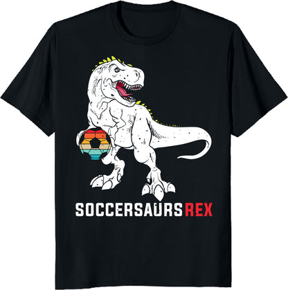 Soccersaurus Rex Shirt - Funny Soccer Dinosaur Tee - Cute Soccer Boy Gift - T-Rex Sports T-Shirt - Unisex Tee