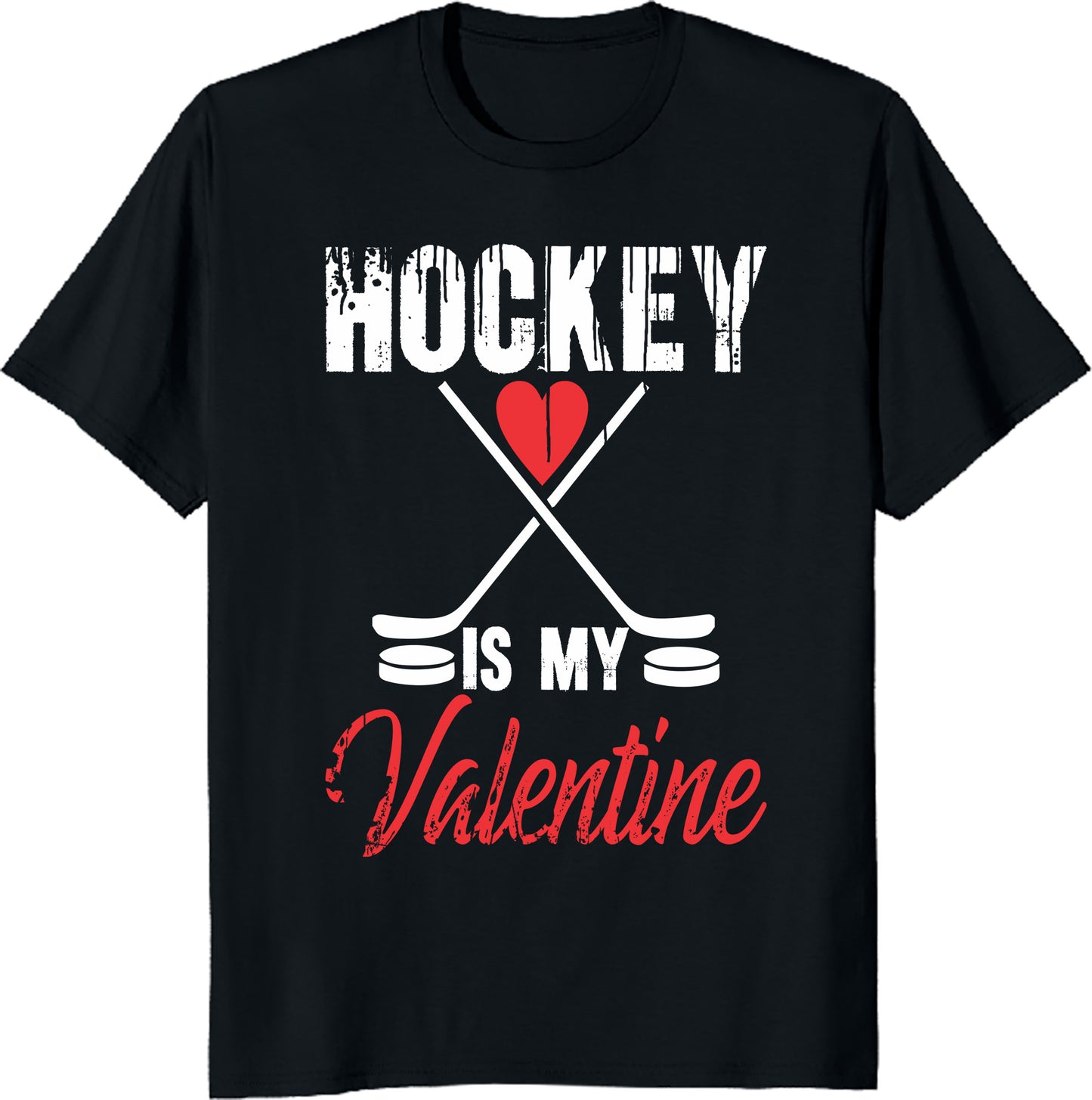 Hockey Valentines Day T-Shirt Hockey Is My Valentine Gift Tee