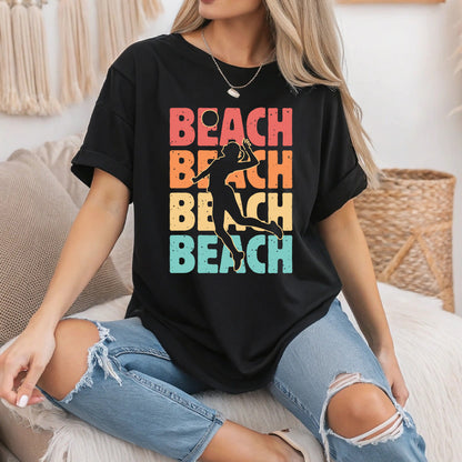 Beach Volleyball Silhouette T-Shirt - Summer Sports Outdoor Game Tee