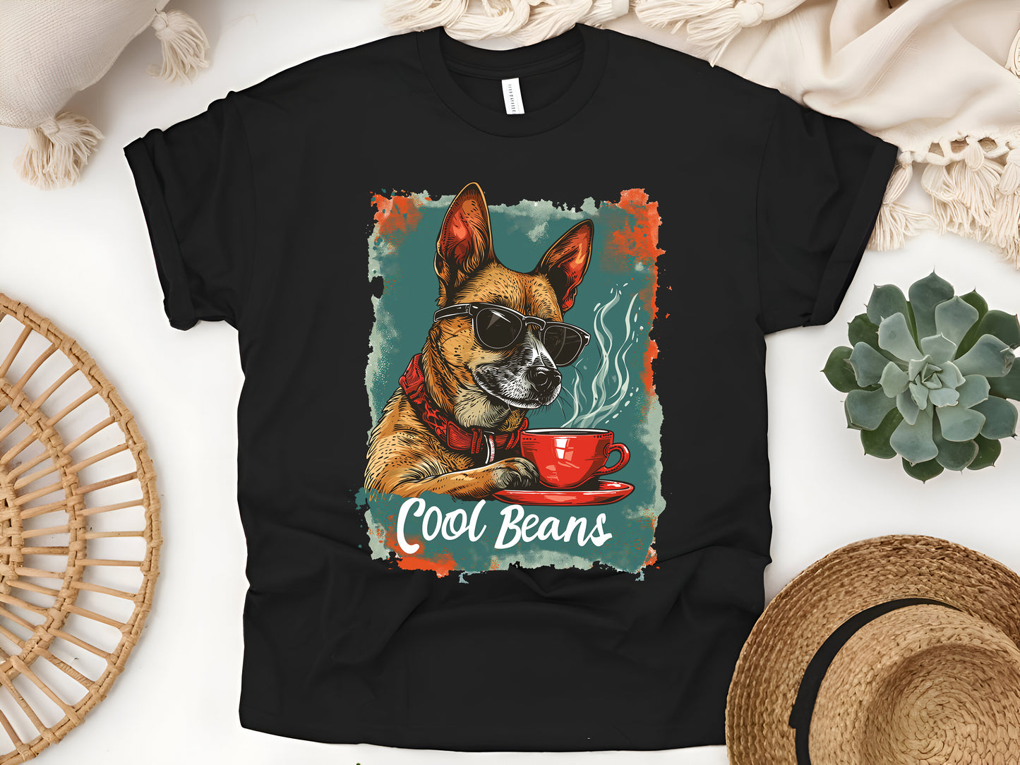 Dog Coffee Beans T-Shirt - Funny Coffee Lover Tee - Cute Dog & Caffeine Gift Unisex Shirt