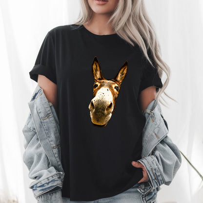 Funny Donkey Face T-Shirt – Curious Donkey Animal Lover Tee – Farm Animal Humor Gift