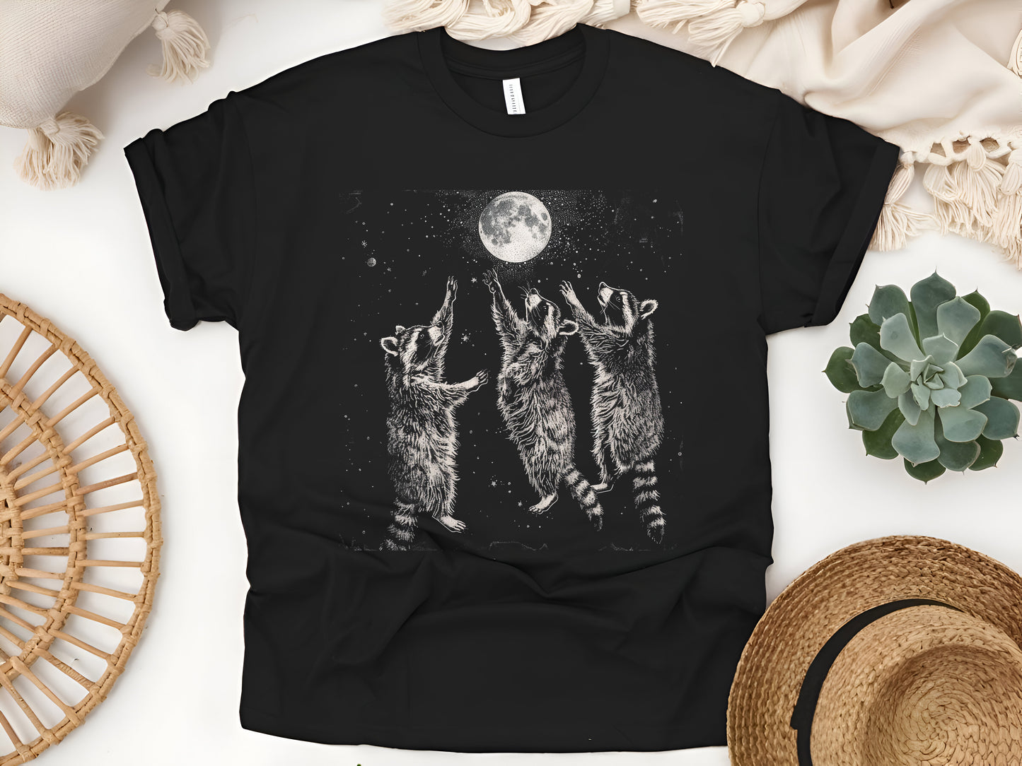 Three Raccoons Howling at the Moon T-Shirt, Funny Raccoon Shirt