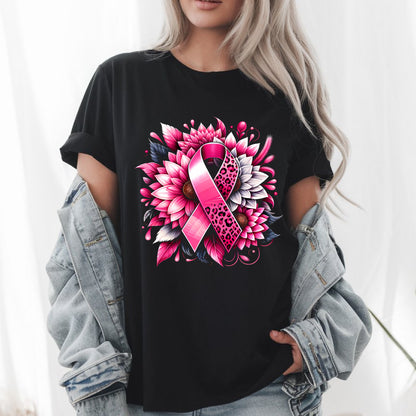 Breast Cancer Awareness T-Shirt – Pink Ribbon Sunflower Tee – Support & Hope Shirt for Warriors & Survivors