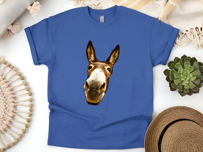 Funny Donkey Face T-Shirt – Curious Donkey Animal Lover Tee – Farm Animal Humor Gift