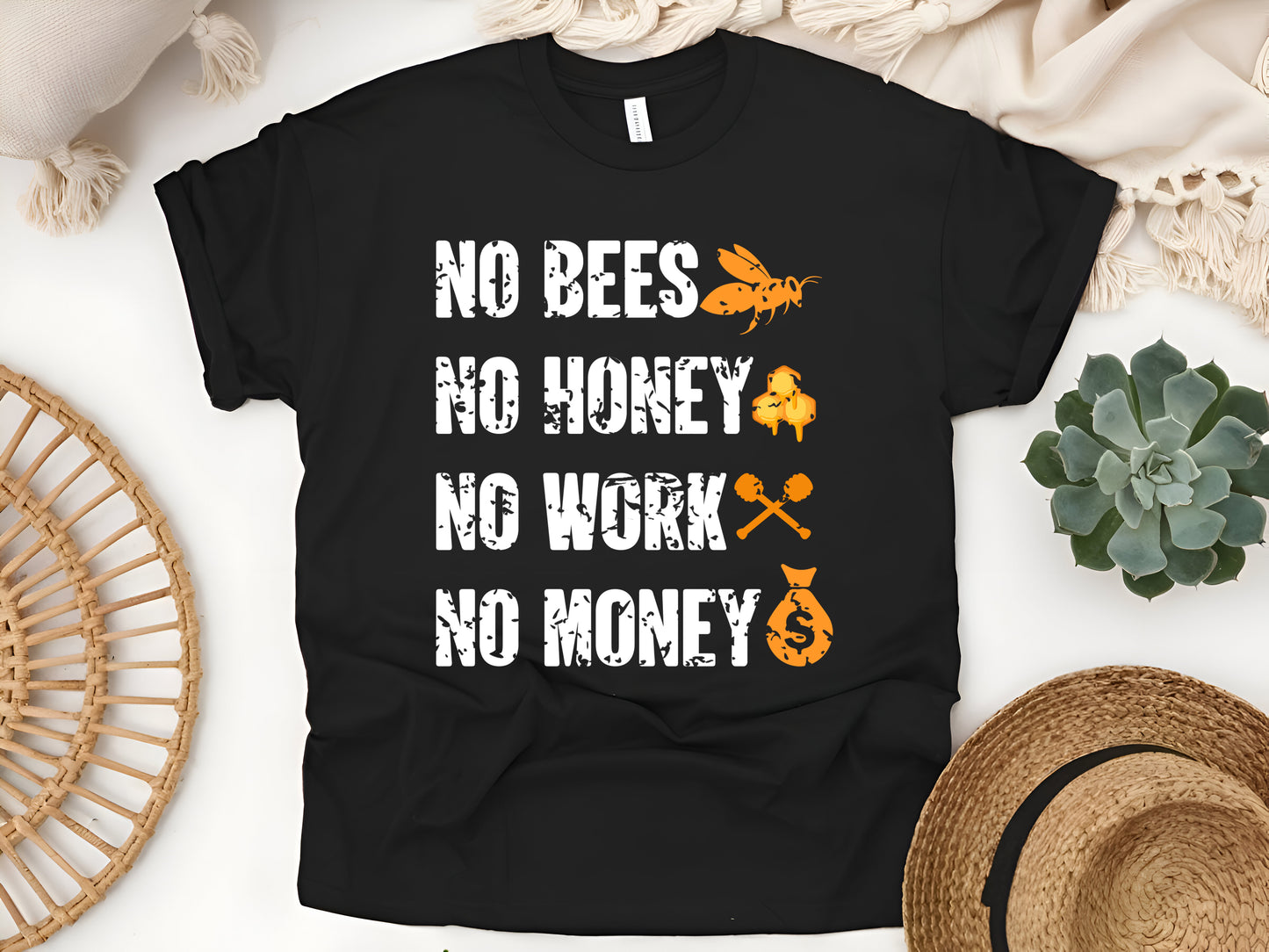 No Bees No Money No Work No Honey T-Shirt, Funny Bee Lover Shirt, Save the Bees Tee, Bee Conservation Gift