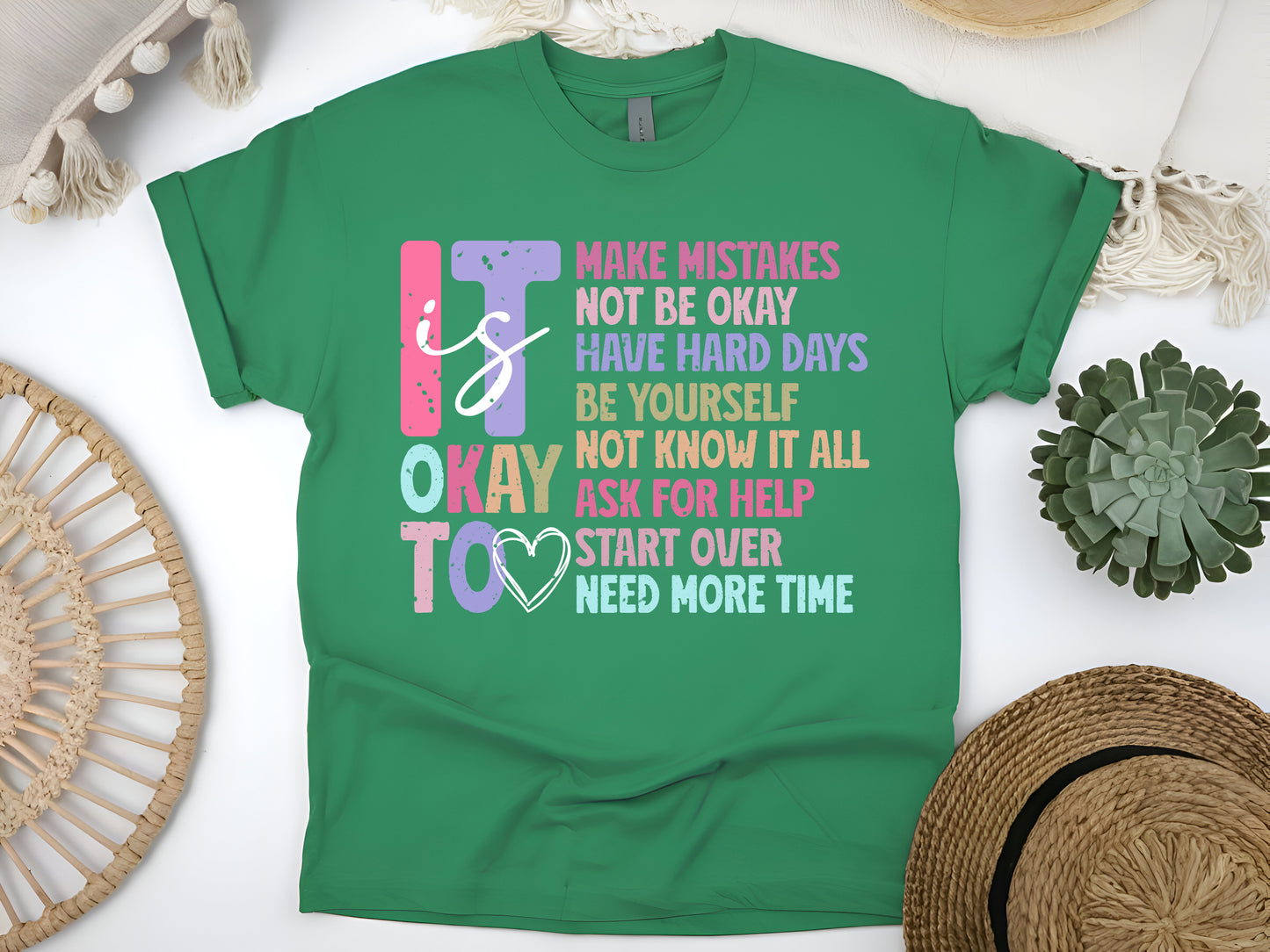 Retro Mental Health Awareness T-Shirt – It's Okay to Not Be Okay – Self Care Positivity Tee – Inspirational Quote Vintage Shirt