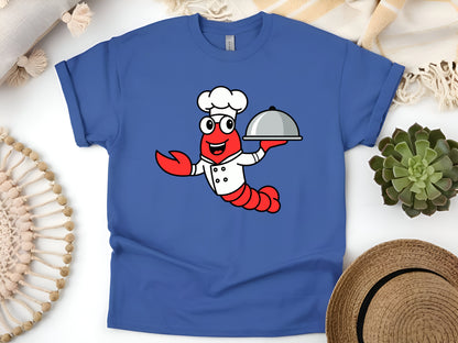 Cute Cartoon Lobster Chef T-Shirt, Funny Seafood Lover Tee, Adorable Cooking Lobster Shirt, Chef Gift Idea