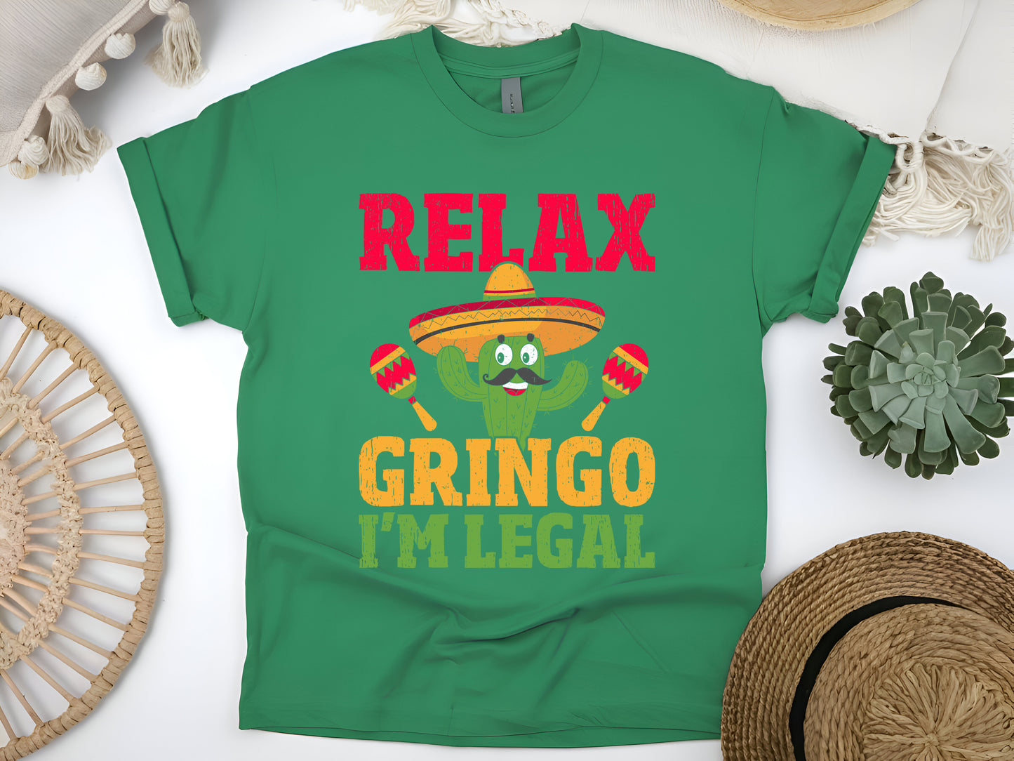 Relax Gringo I'm Legal Funny Cinco de Mayo T-Shirt, Mexican Immigrant Humor Tee, Fiesta Party Shirt