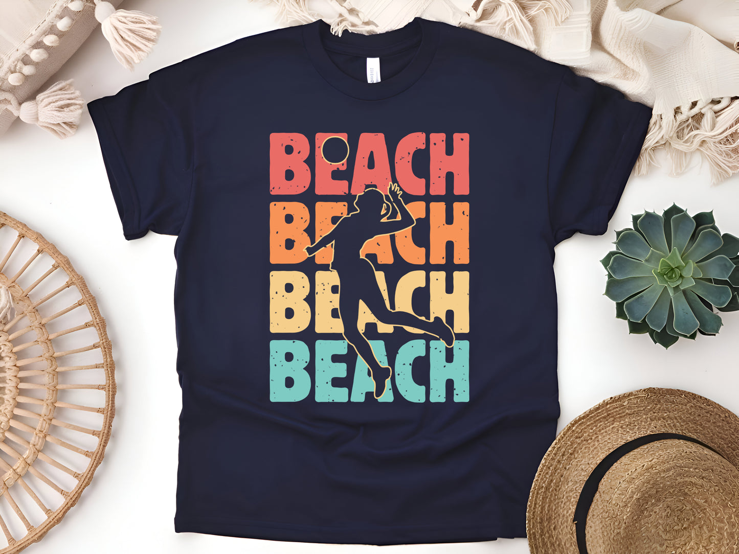 Beach Volleyball Silhouette T-Shirt - Summer Sports Outdoor Game Tee