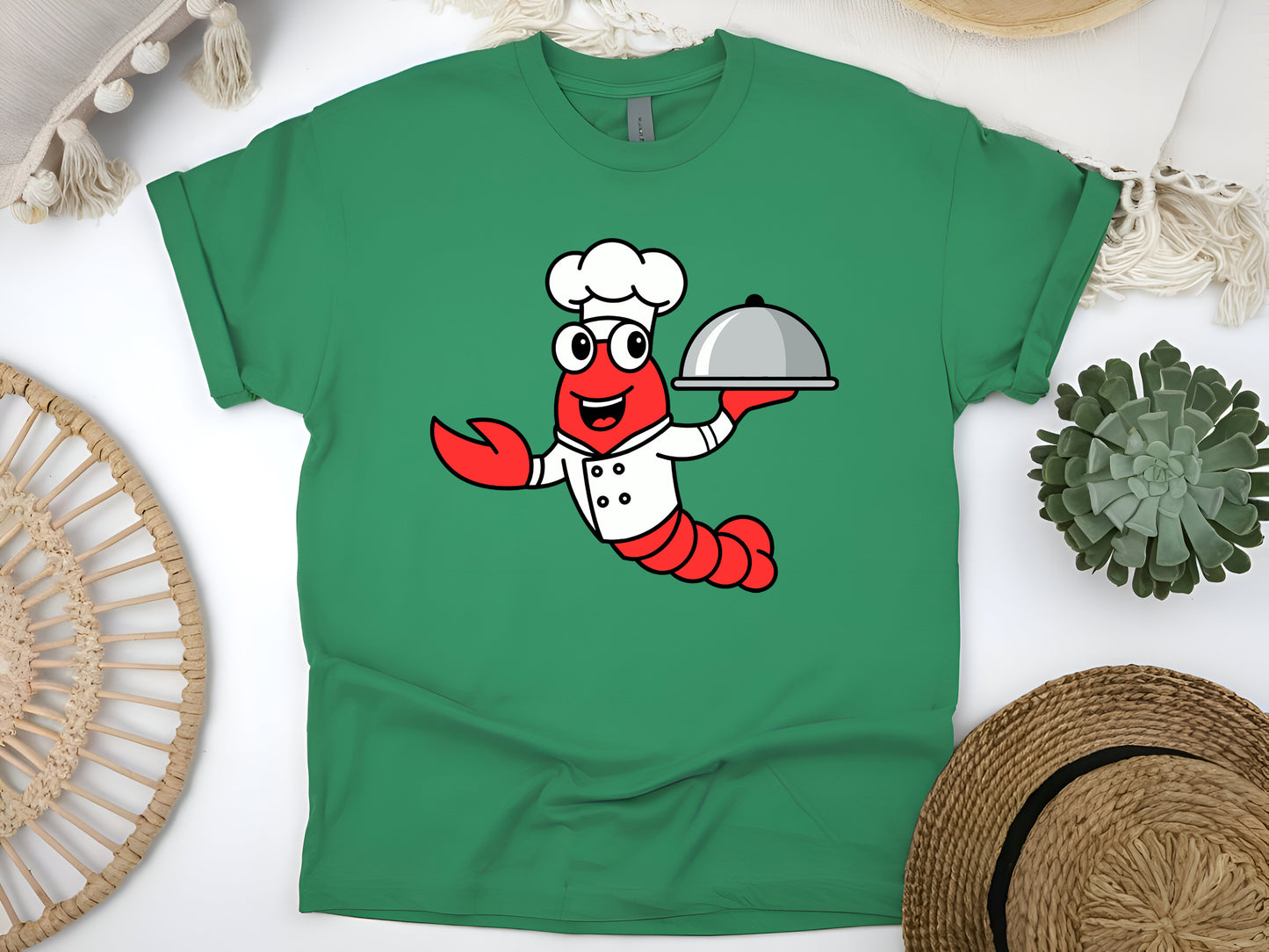 Cute Cartoon Lobster Chef T-Shirt, Funny Seafood Lover Tee, Adorable Cooking Lobster Shirt, Chef Gift Idea