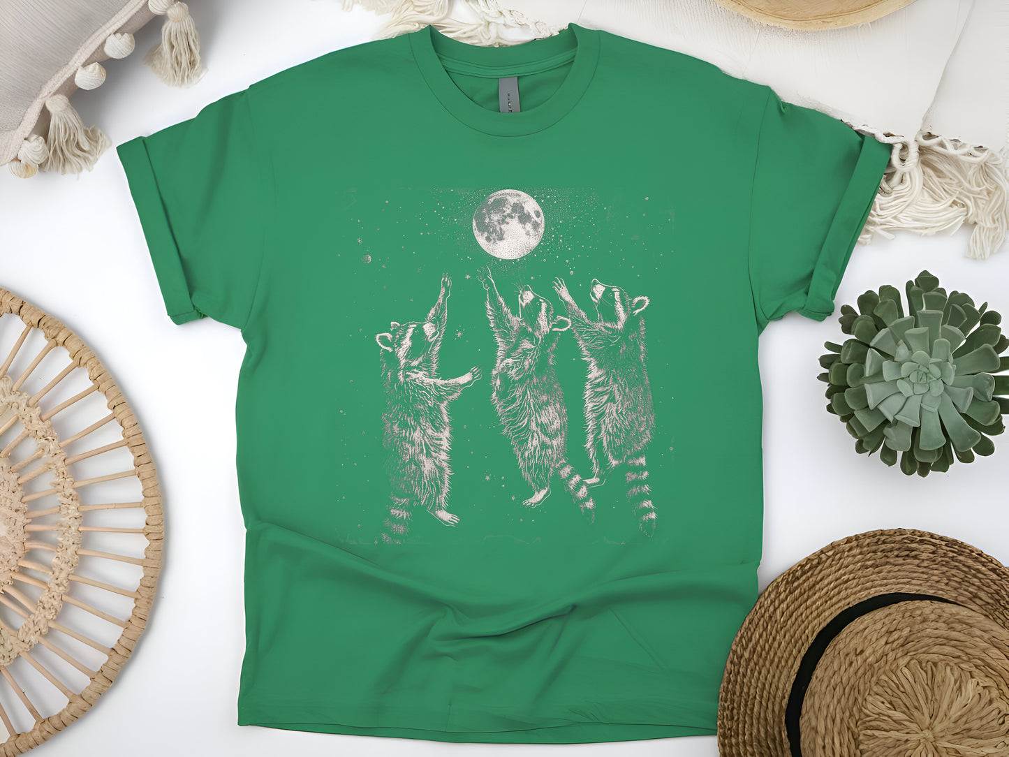 Three Raccoons Howling at the Moon T-Shirt, Funny Raccoon Shirt