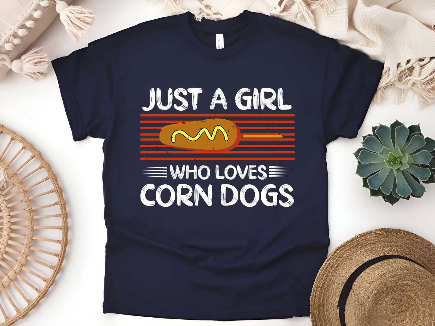 Just a Girl Who Loves Corn Dogs T-Shirt – Cute Foodie Tee, Funny Fair Food Lover Shirt, Carnival Snack Gift, Unisex Casual Apparel