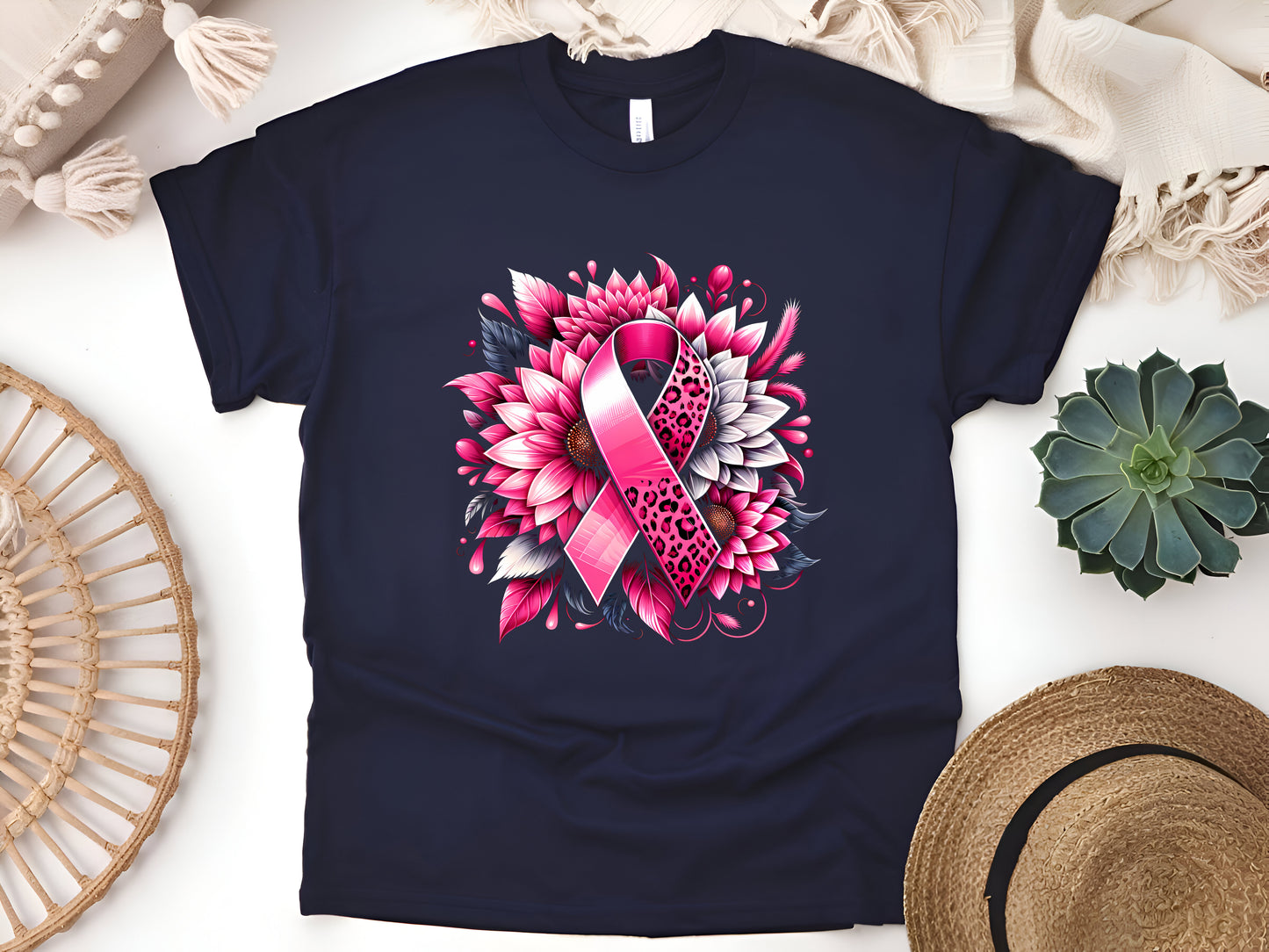 Breast Cancer Awareness T-Shirt – Pink Ribbon Sunflower Tee – Support & Hope Shirt for Warriors & Survivors