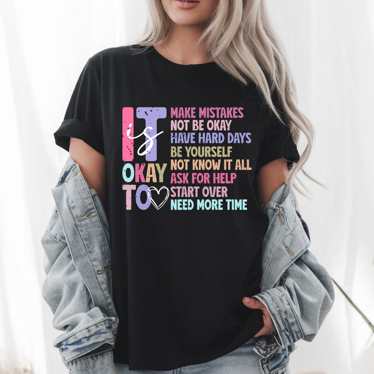 Retro Mental Health Awareness T-Shirt – It's Okay to Not Be Okay – Self Care Positivity Tee – Inspirational Quote Vintage Shirt