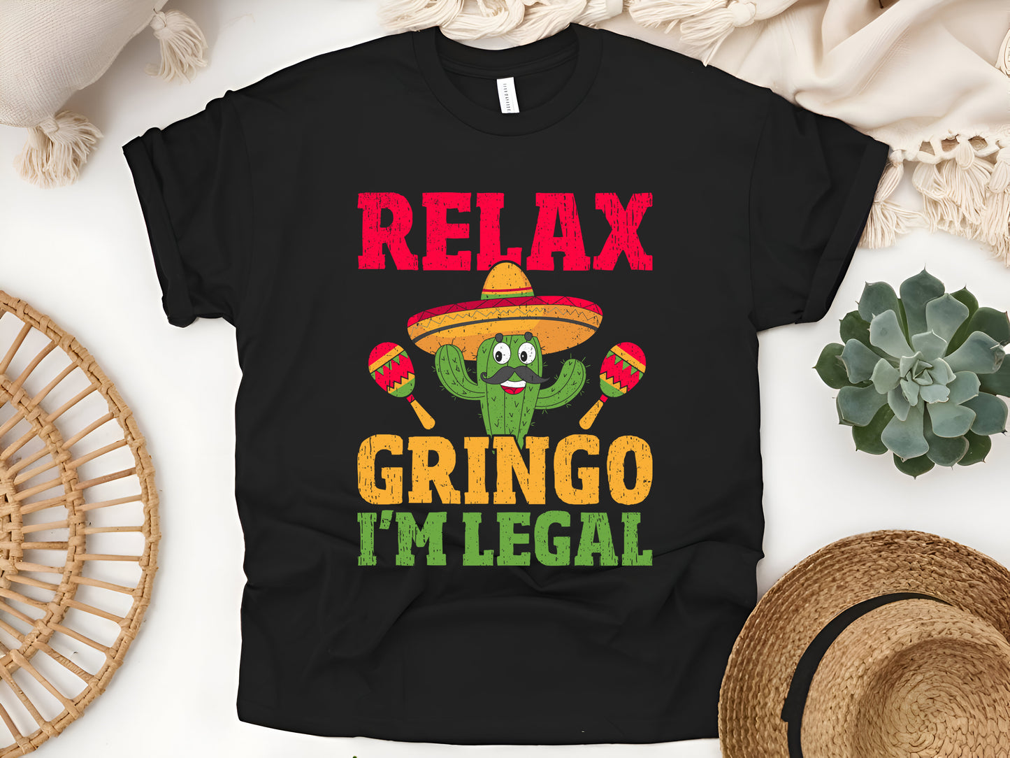 Relax Gringo I'm Legal Funny Cinco de Mayo T-Shirt, Mexican Immigrant Humor Tee, Fiesta Party Shirt