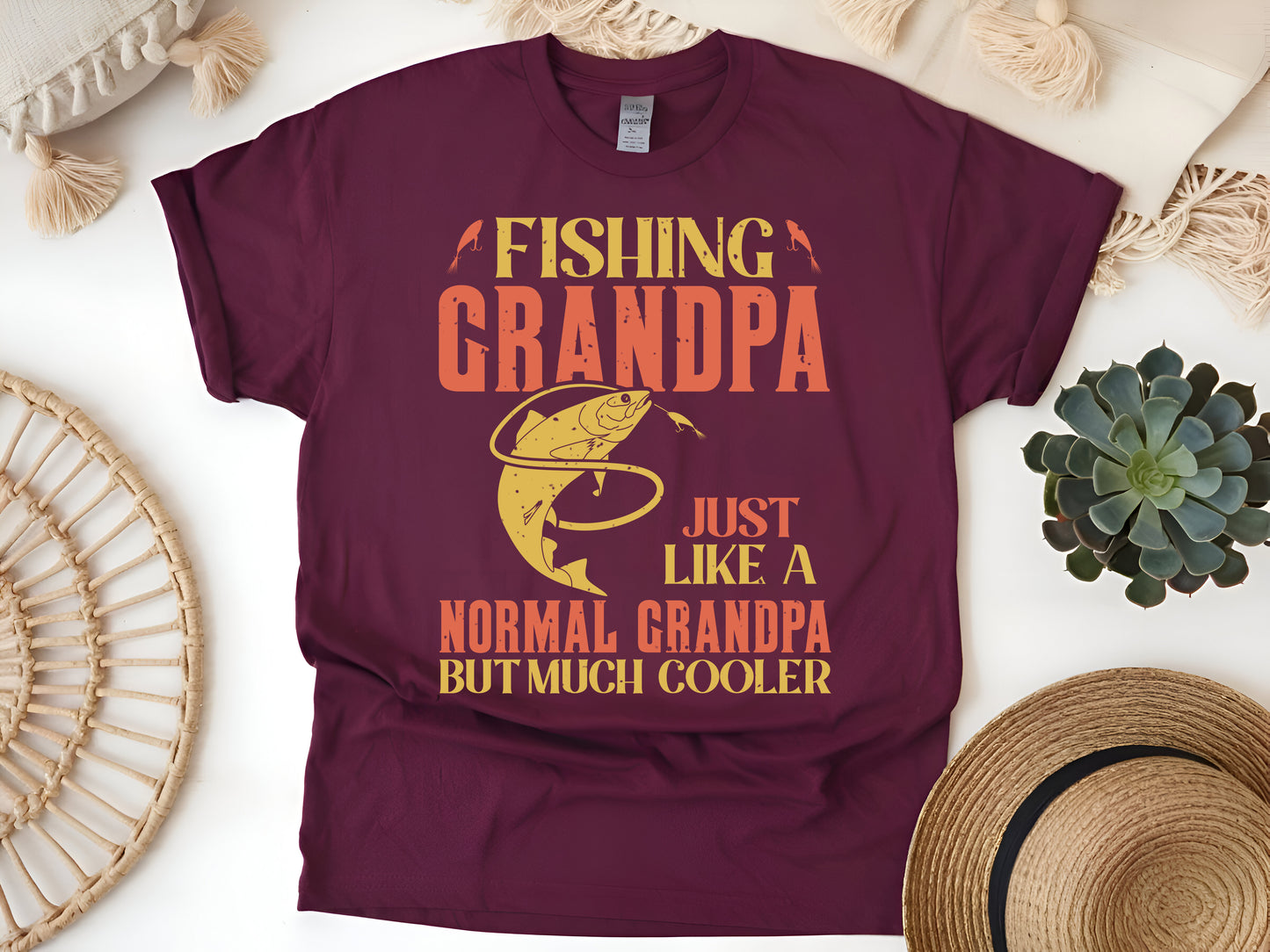 Fishing Grandpa Just Like a Normal Grandpa But Much Cooler T-Shirt - Funny Fisherman Gift Tee