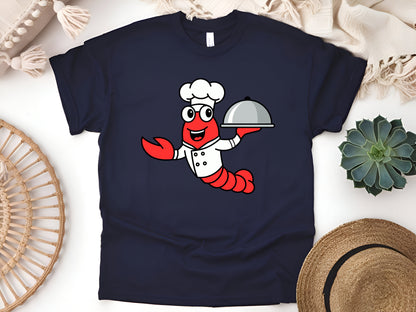 Cute Cartoon Lobster Chef T-Shirt, Funny Seafood Lover Tee, Adorable Cooking Lobster Shirt, Chef Gift Idea