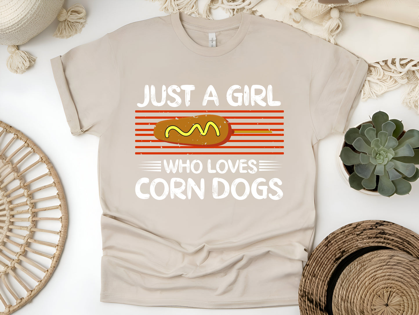 Just a Girl Who Loves Corn Dogs T-Shirt – Cute Foodie Tee, Funny Fair Food Lover Shirt, Carnival Snack Gift, Unisex Casual Apparel